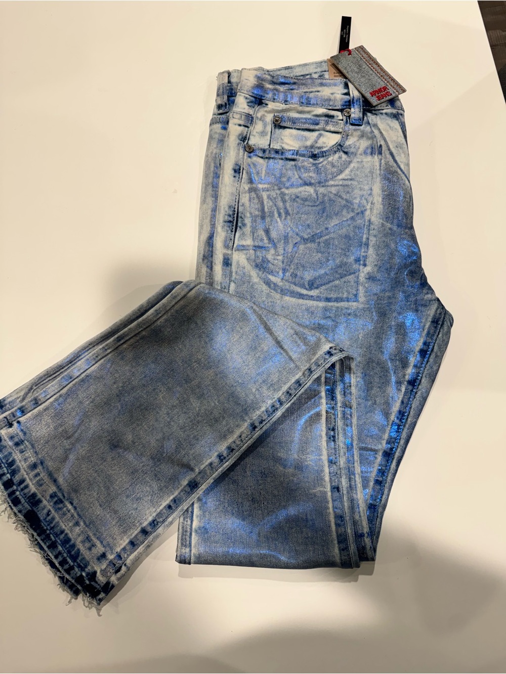 Armor Jeans Men’s Light Blue Acid-Wash Slim Straight Jeans - Picture 3 of 3